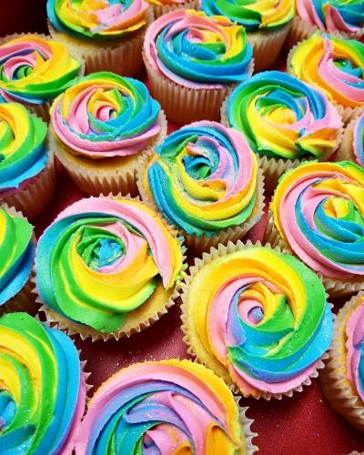 Rainbow Frosted Cupcakes