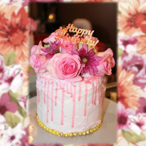 Flower topped cake