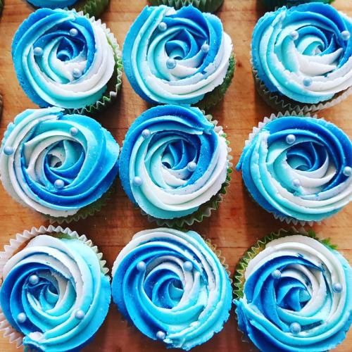 Blue Ombre Frosted Cupcakes